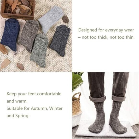 Sports Knit Pattern Womens Winter Socks Crew Cut Cashmere Retro Thick Warm Soft - Picture 2 of 7